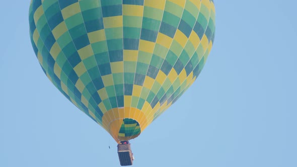 Hot Air Colorful Balloon Fly Over the White Limestone Mountains