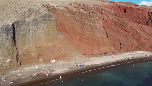 4k Drone aerial view of a beautiful Red Beach