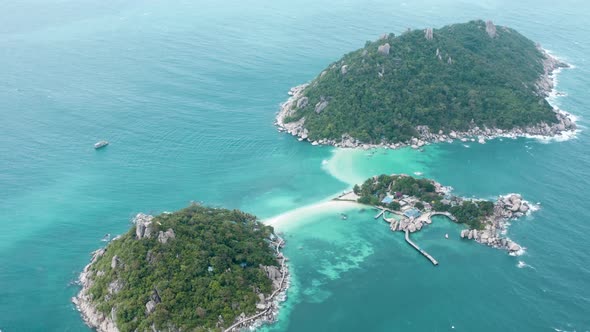 Aerial View of Koh Nang Yuan in Koh Tao Samui Province Thailand South East Asia