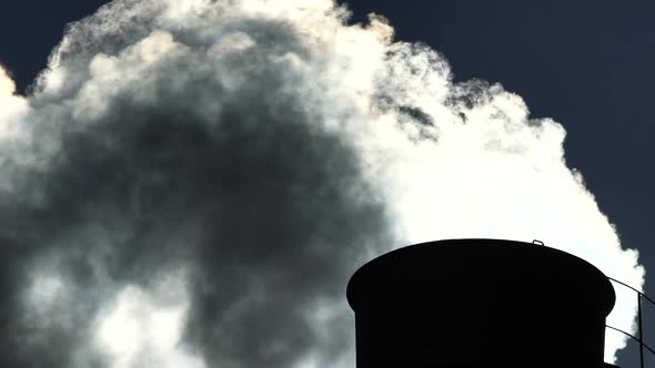 Smoke Comes From the Chimney. Air Pollution. Slow Motion. Ecology. Kyiv. Ukraine