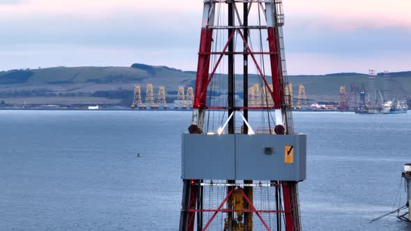 Close Up Aerial View of an Oil and Gas Drilling Rig