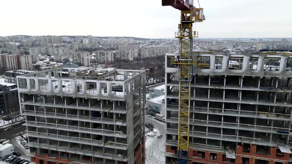 Apartment Building Construction Site Aerial View