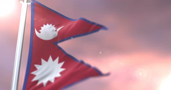 Nepal Flag at Sunset