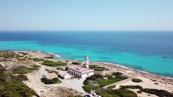 Aerial: Cap de Ses Salines in Mallorca, Spain