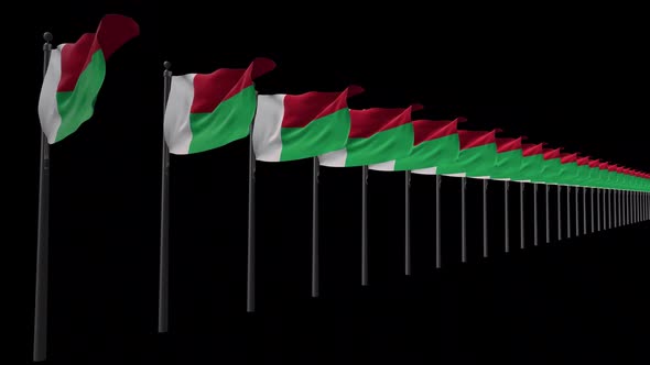 Row Of Madagascar Flags With Alpha 2K