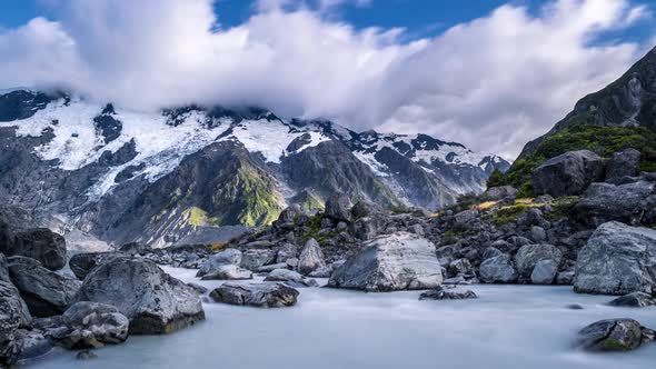 Timelapse of Mount Sefton, Tasman River, New Zealand