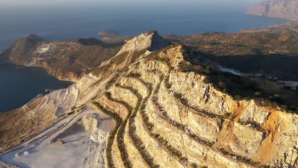 Aerial View of a Gypsum Quarry Mine on the Coast of Crete, Greece