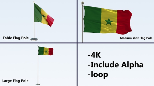 Senegal Flag Pole Pack 4k-Loop