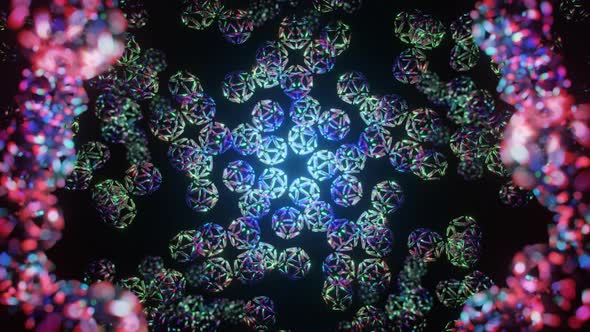 Abstract Multicolor Sphere Shape Rotating Looping Background alt