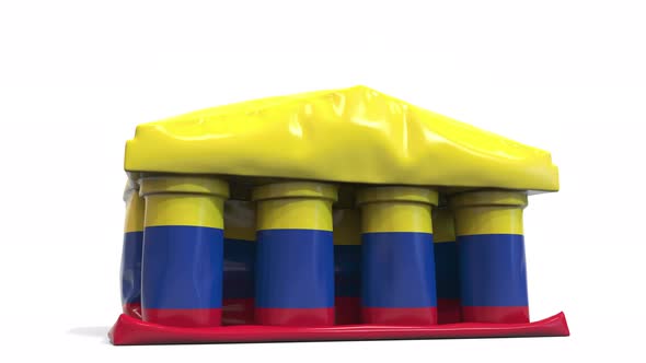 Deflating Bank or Government Building with Flag of Colombia alt