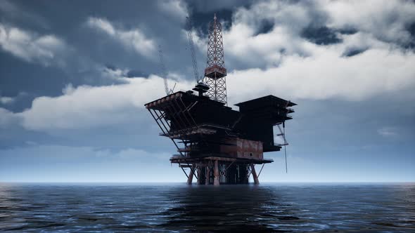 Large Pacific Ocean Offshore Oil Rig Drilling Platform