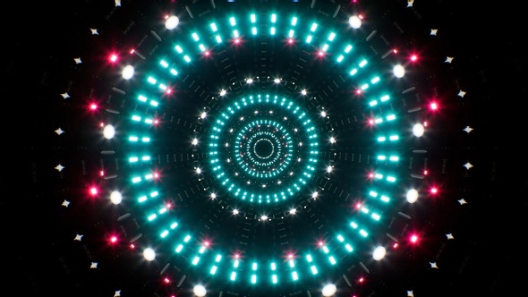 Abstract Blinking Crimson Light Cyan Led Tunnel Loop 4K