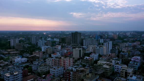 Sylhet City Sunset Bangladesh Aerial Drone Sc03
