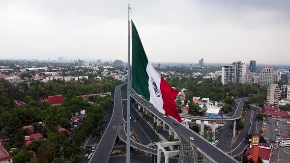 Frontal view of Mexico flag in mexico city