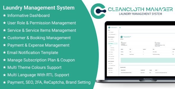 CleanCloth Manager SaaS - Laundry Management System
