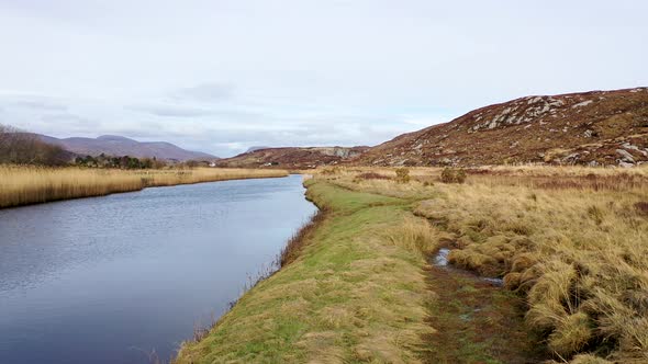 Aerial View of Gweebarra River Between Doochary and Lettermacaward in Donegal - Ireland