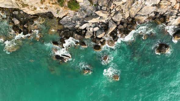 Texture of the sea aerial view 4K Turkey Alanya