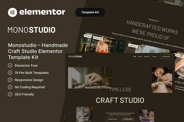 Monostudio – Handmade Craft Studio Elementor Template Kit