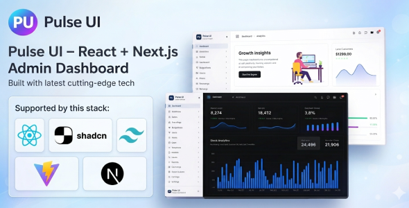 Pulse UI – React + Next.js Admin Dashboard & Landing Page Template (Tailwind CSS, ShadCN UI)