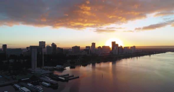 Gorgeous morning color in Perth. City views and river underneath