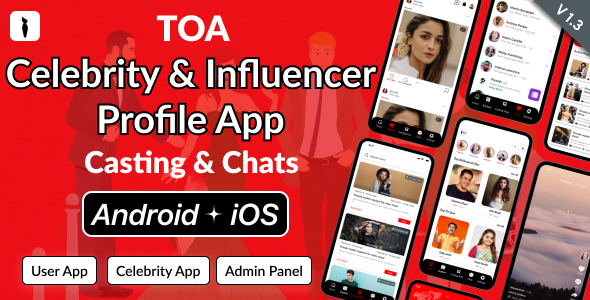 TOA - Premier Celebrity Profile & Casting Hub | Flutter App, Android, iOS & Laravel Admin Panel