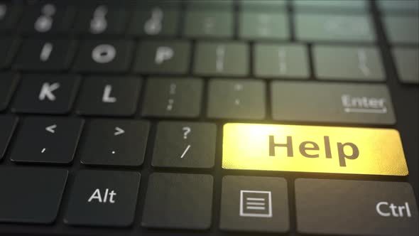 Black Computer Keyboard and Gold Help Key alt