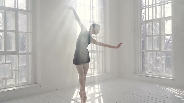 Ballerina dancing in the studio.