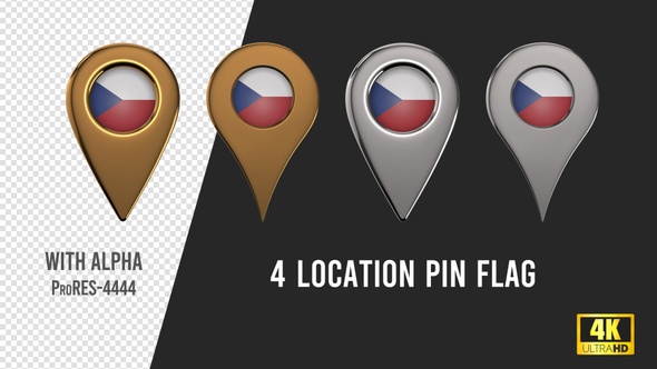 Czech Republic Flag Location Pins Silver And Gold