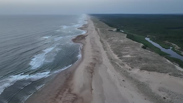Drone view of the Ocean beach near Moliets-et-Maa