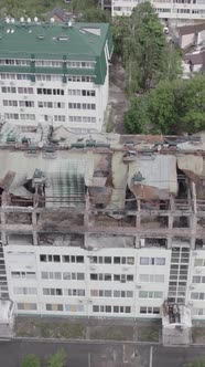 Vertical Video of a House That Was Damaged During the War in Ukraine