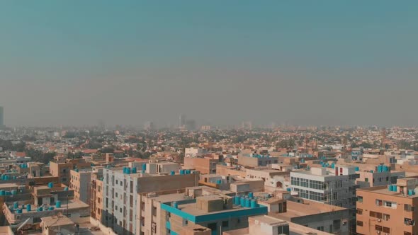 Aerial Over Clifton Cantonment In Karachi, Pakistan. Pedestal Up