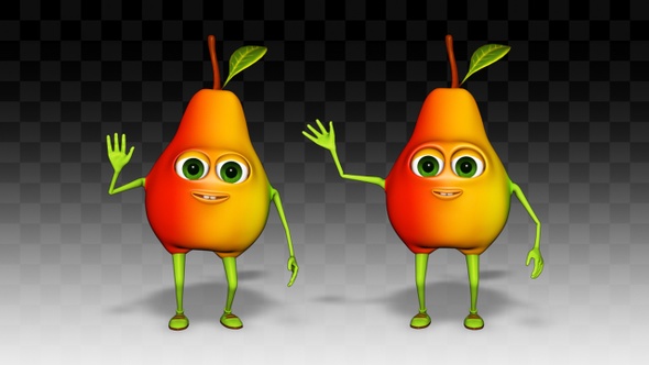 Pear Welcome Cartoon 3d Character (2 Pack)