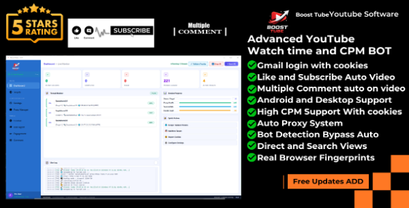 BoostTube - Automated Video View Bot Generator Cookies Login and Engagement Support