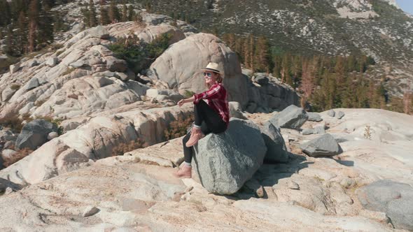 Woman Contemplating Nature Landscape View