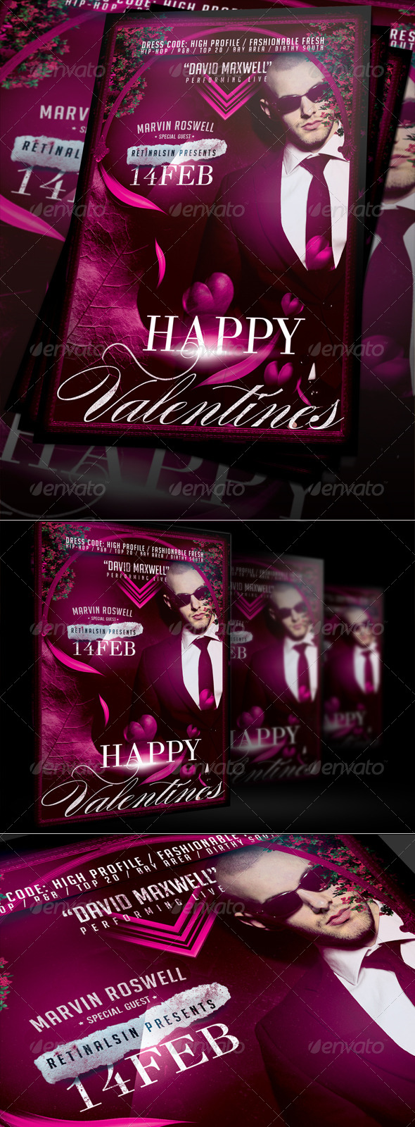 Happy Valentines Party Flyer Template