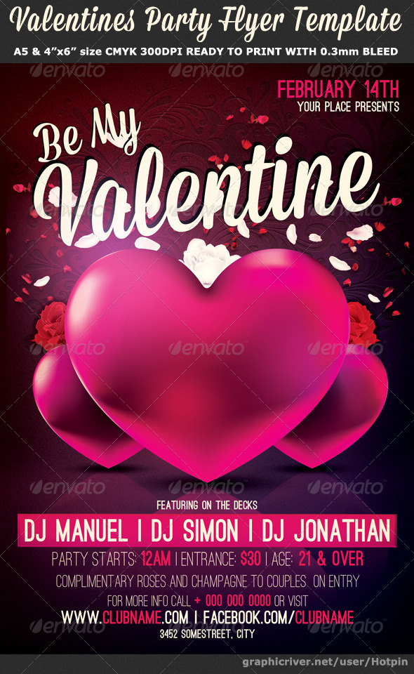 Be My Valentine Party Flyer Template