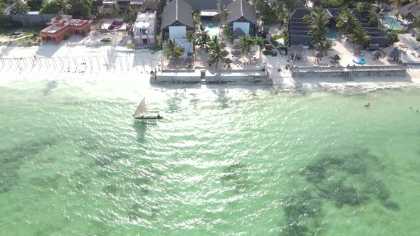 Boats in the Ocean Near the Coast of Zanzibar Tanzania Slow Motion