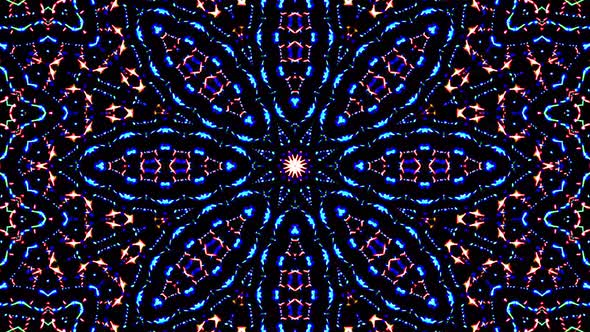 Bright abstract light governing full color, kaleidoscope, black background