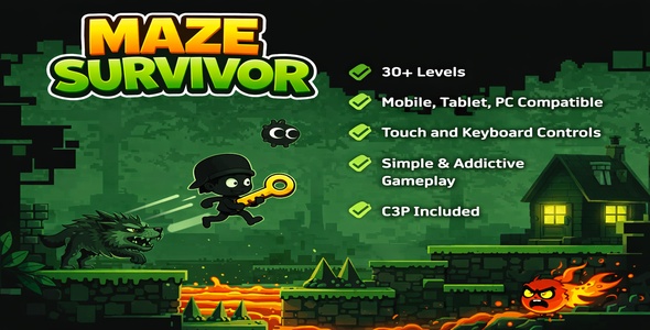 Maze Survivor – HTML5 Platform Adventure Game (Construct 3)