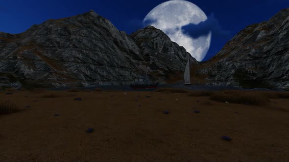 Panorama of the mountains at night