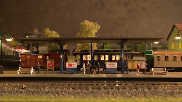 Miniature of Railway Station with Moving Train.