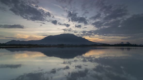 Sunrise Permatang Rawa paddy farm.