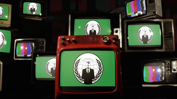 Anonymous Flag and Retro TVs.