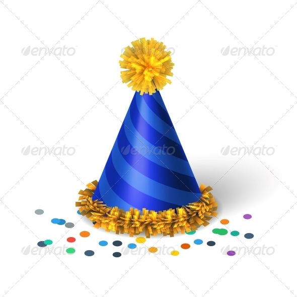Blue Birthday Hat with Spirals