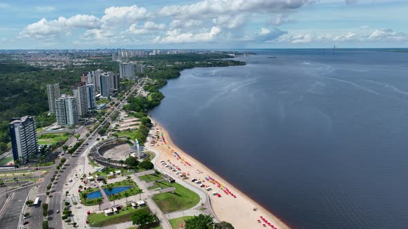 Famous Ponta Negra Beach at downtown Manaus Amazonas Brazil.