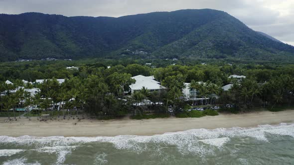 Aerial, Beautiful View On A Beach Of Palm Cove, Cairns In Queensland, Australia