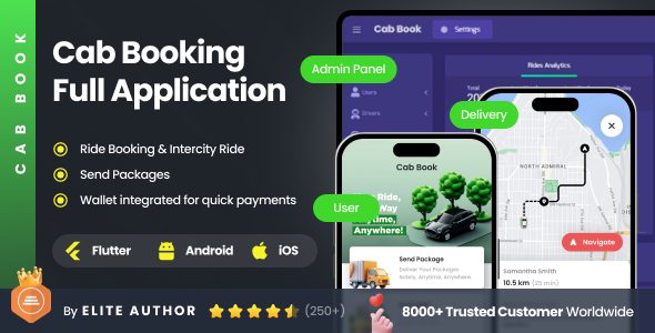 2 Apps | Ride Booking & Package Delivery Full Application | Taxi & Parcel App | Cab Book