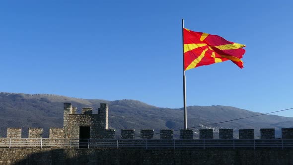 North Macedonian flag at the Car Samoil's Fortress 