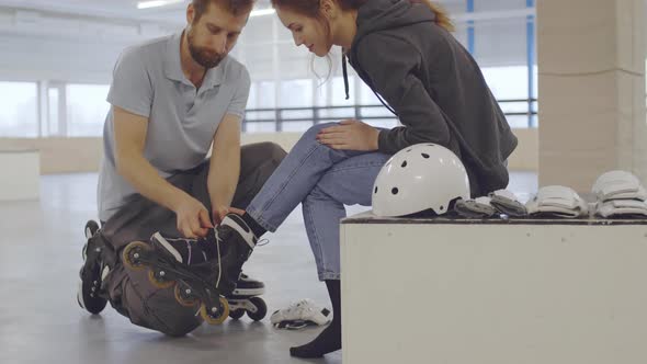 Woman and her Coach after Roller-skating Training