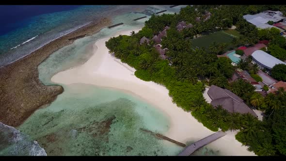 Aerial flying over panorama of beautiful sea view beach journey by blue sea and white sandy backgrou